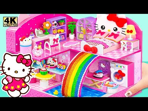 AMAZING Make Hello Kitty House With Rainbow Slide Pool From Cardboard, Clay ❤️ DIY Miniature House
