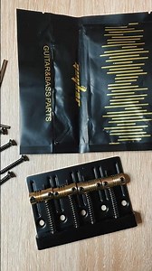 Guyker high-mass 4-string bass bridge with vintage CNC-machined brass saddles #bass #asmr #notalking
