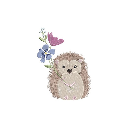 Hedgehog Embroidery Design, Hedgehog Floral Embroidery File, Cute Animal Embroidery, Download 4 Sizes - Etsy