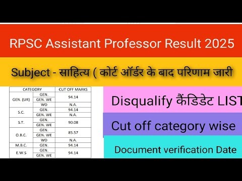 RPSC School lecturer Economics Result Declared 2025 | RPSC 1st Grade Result 2025