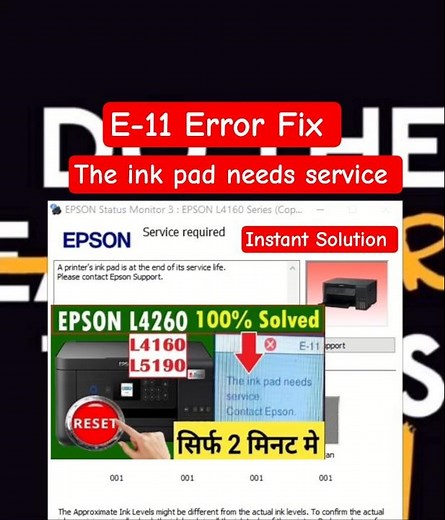 Resolving Epson Printer Error Ink pad is at the end of its service life | troubleshoot reset ink pad