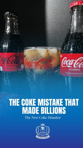 Techluxedu on Instagram: "“The $1 Mistake That Made Coca-Cola Lose Billions” In 1985, Coca-Cola changed its recipe to beat Pepsi. The new formula was hated instantly. Protests. Boycotts. Angry letters. Coca-Cola lost $34 million in just three months. They brought back the old formula and called it “Coca-Cola Classic.” Sales skyrocketed. The mistake made Coke stronger than ever. Sometimes the wrong decision is the right marketing strategy."