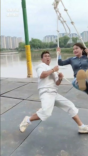 Trying a new place, water swinging on a rope. #Watch and laugh again