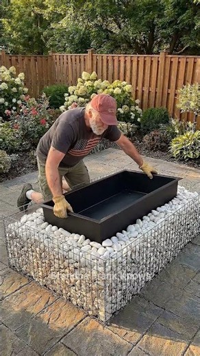 DIY Gabion Fire Pit for a Modern Backyard