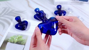 Maxdot 6 Pcs Wall Hanging Window Propagation Stations Glass Heart Plant Vase with Suction Cups Air Plant Terrarium for Hydroponics Home Office Decor (Blue)