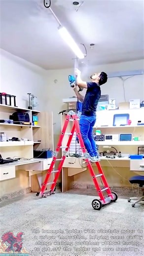 Homemade ladder with electric motor || Construction invention