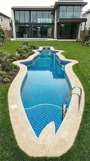 Amazing Fish Pool Construction Timelapse | Luxury Backyard Design #satisfyingbuild