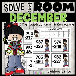 3 Digit Subtraction with Regrouping Task Cards