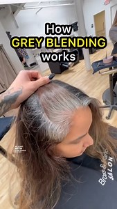 Don’t be a silly goose. You can grey blend too. For the record, this new base is REGULAR colorance - like NOT “cover plus” - just regular, acidic demi w/ 2% (7vol) developer. I do that intentionally bc it doesn’t shift the natural base, which leads to a more seamless grow out with minimal warmth. The blend is all in the highlighting here, but for future touchups, she can just continue doing regular demi touchup w/o highlights. | Emchen Hair