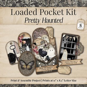 Gothic Halloween Loaded Pocket, Shabby Chic Raven Printable Ephemera Kit With Instructions for Card Makers and Crafters - Etsy