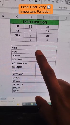 Progress | Computer | Education | Center on Instagram: "MS Excel 13 Basic Functions Full Explain in Hindi | Excel for Beginners इस वीडियो में MS Excel के 13 सबसे जरूरी Basic Functions को आसान हिंदी में समझाया गया है। 📌 Covered Functions: MIN MAX COUNT COUNTA COUNTBLANK COUNTIF SUM AVERAGE LARGE SMALL PRODUCT TODAY NOW यह वीडियो Beginners, Students, DCA, PGDCA, Tally, Office Work और Government Exam के लिए बहुत उपयोगी है। 👍 Video पसंद आए तो Like, Share और Channel Subscribe जरूर करें। #ExcelInHin