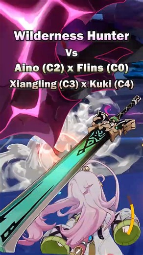 Wilderness Hunter👹 Vs C2 Aino, Flins, Kuki & Xiangling Team Battle🙀🔥 #genshinimpact #genshinshorts