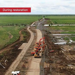 Hats off to the tireless efforts that brought our Mount Isa rail line back to life after ex-Tropical Cyclone Kirrily!👏🌪️🚧 Fallen trees were cleared, washouts fixed, 255 sleepers replaced and 7,500 tonnes of ballast poured. All of this was accomplished with eight mighty track machines. A big shoutout to everyone who contributed to restoring the line swiftly and safely! 🚂💪 | Queensland Rail Travel