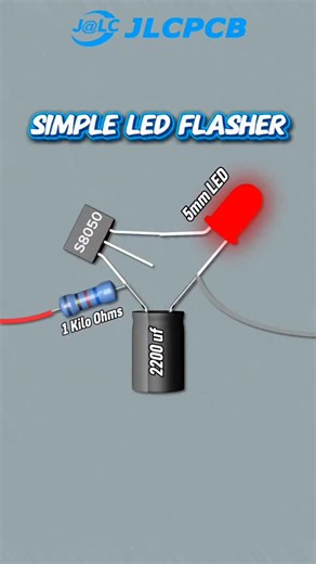 Electrical & Electronics on Instagram: "Simple LED Flasher Circuit... Diy Electronics Project 2$ for 1-8 Layer PCBs at JLCPCB https://jlcpcb.com/?from=waelectronics Follow @wa_electronics for more like this. Like❣️ comments📋 Share📤 Keep Supporting 🤝 #jlcpcb #stem #ledflasher #ledflashers #diyelectronic #diyelectronics #diyelectrical #electronicidea #electronicstudent #electronicstudents #electronicsolvers #electronicsengineering #electronicengineering #digitalelectronics"