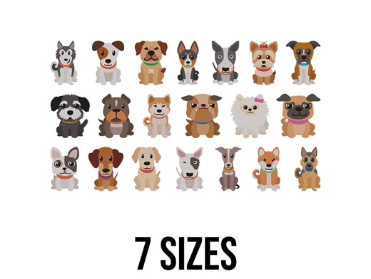 Dog Embroidery Design - Dog Breeds Embroidery Design - Dog Lover Embroidery Design - Sitting Dog Machine Embroidery Design Files - 7 Sizes - Etsy
