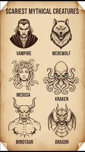 😱 Scariest Mythical Creatures Ever 🐉 Vampire, Werewolf, Medusa & Kraken Legends