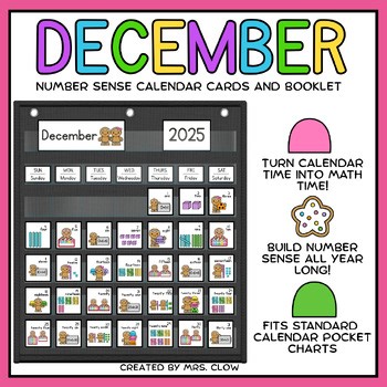 Number Sense Calendar Cards and Booklet | December | Gingerbread