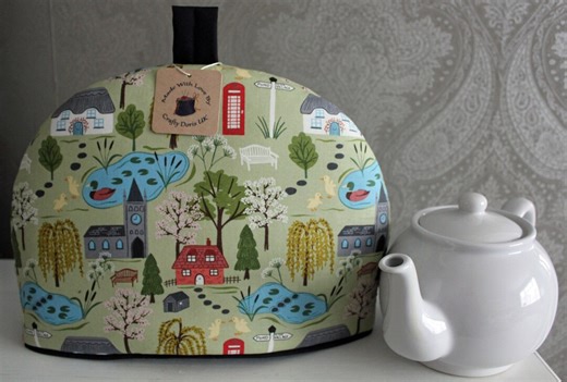 Handmade Tea Cosy: English Village Cotton Teapot Cover - Etsy UK
