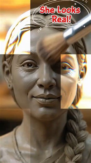 Watch a Woman's Portrait Come to Life from Clay #shorts #clay #art #women #viral #trending