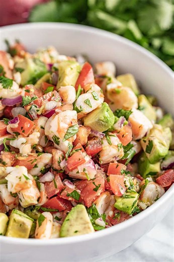 11K views · 97 reactions | Easy shrimp ceviche is fresh, zesty, and full of bright citrus flavor. Tossed with tomatoes, onions, and cilantro, it’s a light and refreshing dish that comes together in minutes. https://thestayathomechef.com/shrimp-ceviche/ | Recipes | Facebook