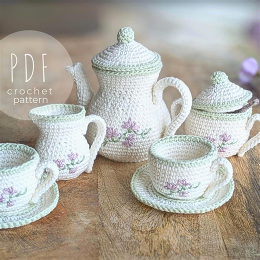 Tea Set Crochet Pattern PDF – Cottage Amigurumi Tea Party for Play Kitchen Decor - Etsy