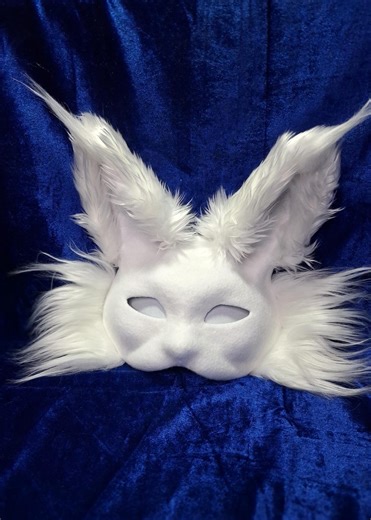 Base White Cat Mask : Ship to US, Faux Fur Therian Mask Doup - Etsy
