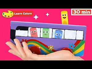 Color Crew Magic | Educational Video | Cardboard Bus & Wild Animals + | Learn Colors | How to Draw