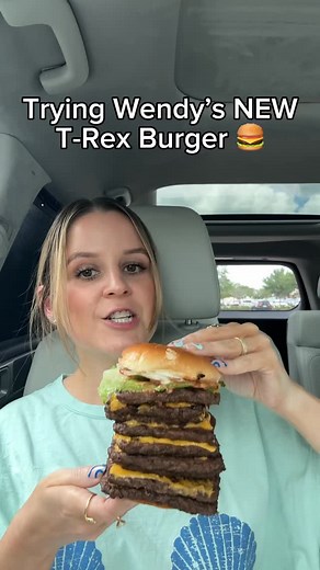 Wendy’s NEW T-Rex Burger is INSANE🤯🍔🫢 #wendys #trexburger #foodie #foodtiktok #foodreview #tastetest #eatwithme #mukbang #fastfoodlife #fastfood #burger #cheeseburger #foodblogger #foodporn #foodstagram #foodgram #foodgasm #reelsinstagram #reels | Kayleigh L’Eon