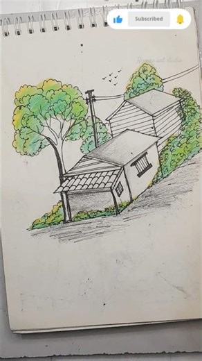 Skkatch easy nature drowing🛖🏕️🏡 #art #skatch #pencilart #ytshorts