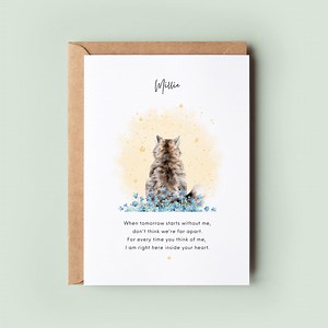 Personalised Cat Loss Sympathy Card – Pet Bereavement With Seed Paper Heart | Plantable Memorial Keepsake | Forget-me-not & Poppy Flowers - Etsy UK