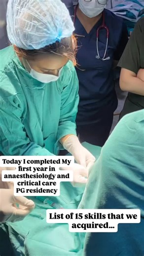 Shreya Dutta on Instagram: "Securing airways, calculating MAC, and managing fluids like a human calculator. My hobbies now include judging everyone’s veins in the grocery store line and knowing exactly how many seconds 100mg of Propofol lasts. The learning curve is steep, but the view from the head of the bed is worth it. 💉✨Controlled chaos and clinical precision. • Airway management ✅ • Regional blocks ✅ • Hemodynamic wizardry ✅ Evolution of an Anesthesia Resident. #AnesthesiaResident #PGY1 #M