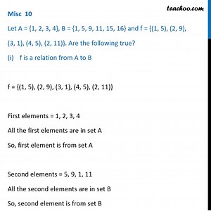 Misc 10 - Let A = {1, 2, 3, 4}, f = {(1, 5), (2, 9), (3, 1)
