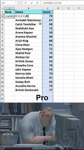 How to use the RANK function in excel 😱 #excel #office #spreadsheet