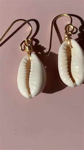 Arya Earrings | Gold Filled Cowrie Shell Dangle Earrings | Wire Wrapped Seashell Puka Shell Jewelry | Hypoallergenic Handmade Jewelry - Etsy