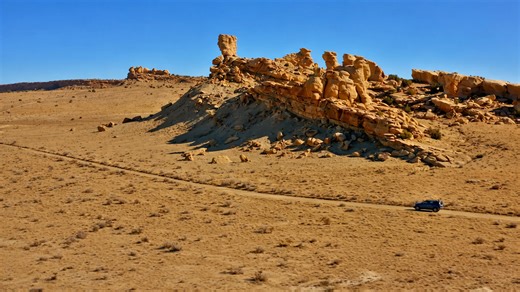 Rock formations that look like giant chimneys rising from the ground