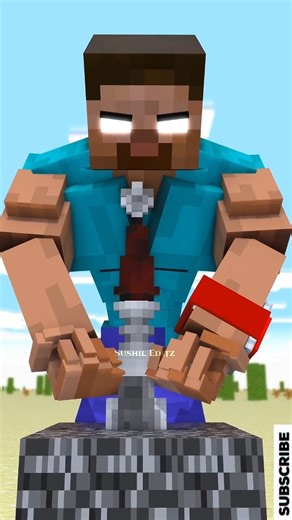 Zombie Becomes Herobrine in Thor's Hammer Challenge ⚡⌚| Transform Watch #shorts #minecraftanimation