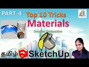 (தமிழ்)Top 10 Tips & Tricks, How to apply materials with different type of surfaces in Sketchup