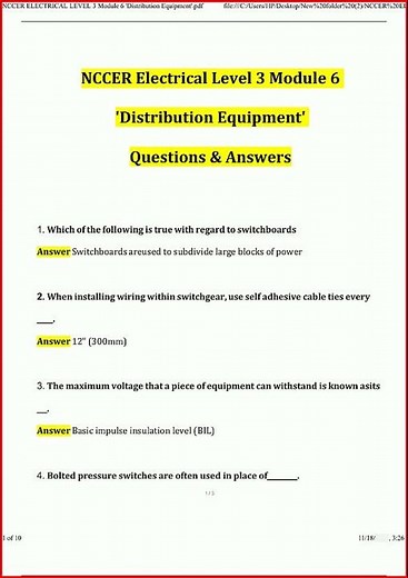 Nccer Electrical Level 3 Module 6 Distribution Equipment Act video