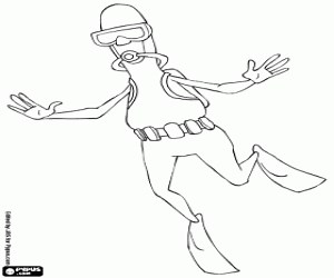 A diver ready coloring page printable game