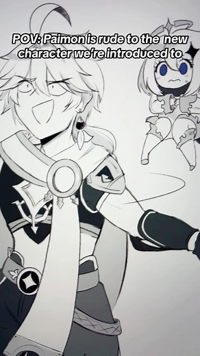 Michi on Instagram: "cmon paimon, we’re trying to make friends, not enemies :/// i also heard this was an EN localization issue… bruh why do they gotta do this it’s not fun when we’re fed incorrect story translations #genshinimpact #genshinimpactfanart #aether #paimon #fanart"
