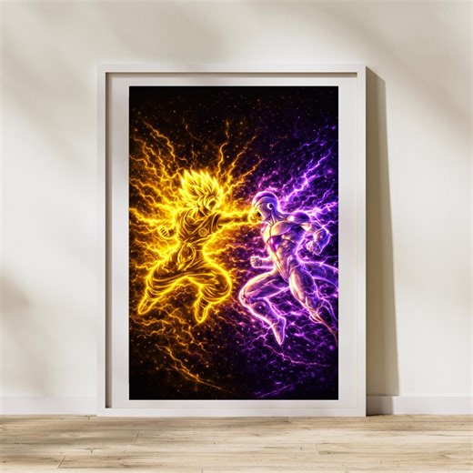Goku vs Frieza Dragon Ball Z Print – Super Saiyan Battle Anime Poster (Digital Download)