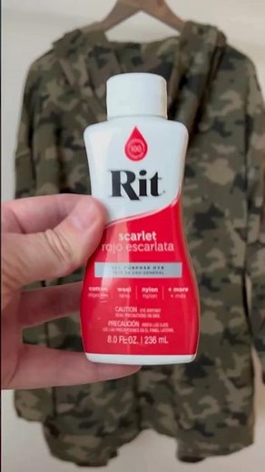 Using Rit dye to turn a camo hoodie scarlet red
