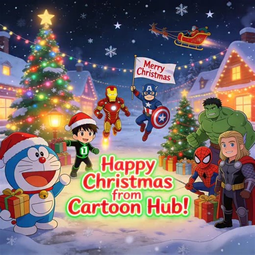 Cartoon Hub on Instagram: "🎄 When cartoons & superheroes celebrate Christmas together… ❄️ This is the kind of crossover we all dreamed of growing up ✨ Doraemon turning into Santa 🎅 Avengers assembling for festive duty 🛡️ Ben 10 leading the sleigh 🛷 And childhood nostalgia hitting hard ❤️ Christmas isn’t just a festival — it’s memories, cartoons on TV, gifts under the tree, and believing that heroes can save the day 🎁✨ This reel is for everyone who grew up with cartoons and still feels like