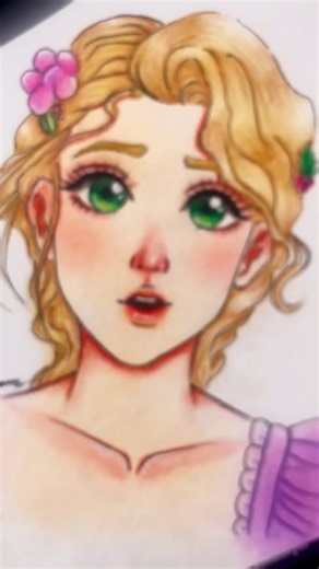 𝓓𝓻𝓮𝓪𝓶𝓼 👀🎀 on Instagram: "​Giving Rapunzel an Anime-Inspired glow-up! What do you think? 💜 . . ​Another Rapunzel illustration complete! 🥹✍️ ​I had so much fun working on her signature golden hair and those striking green eyes. I aimed for a cute, anime-inspired style here. I hope you love this take on the Disney Princess! 💖 ........................♥⁠╣⁠[⁠-⁠_⁠-⁠]⁠╠⁠♥ #rapunzel #tangled #disneyprincess #rapunzelart #disneyart #fanart #colourpencilart #traditionalart #animeart #sketchbook 