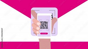 Smartphone Scanning QR Code Animation HD Stock Video