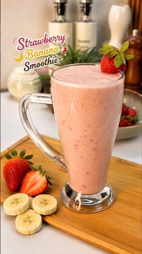 Healthy Strawberry Banana Smoothie 🍓🍌 Naturally Sweet #recipe #smoothie