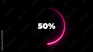 Loading scale. Loading bar. Video animation. loading motion graphics on a dark background. Buffering circle. Loading progress bar indicator. Loading Transfer Download 0-100% in neon effect