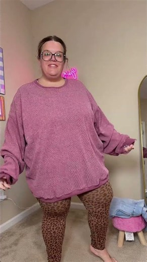 The plus size oversized sweatshirt comes up to size 5X! It's not fuzzy on the inside, so it's the