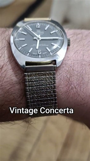 Concerta Potomac - Vintage Watch likely from the 60's, Swiss Made, grey dial, expansion bracelet