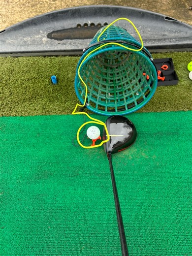 I have tried this drill now with a pipe cleaner on a grass range and with a coat hanger on the putting green . Basically if you’re unfamiliar with this drill, hovering something over the ball can help you to keep your head still and reduce movement in your swing by ensuring that the ball stays within the circle. If the ball comes out of the circle then you likely have swayed to much one way or the other and will struggle to strike the ball consistently as you will have a lot of lateral movement 